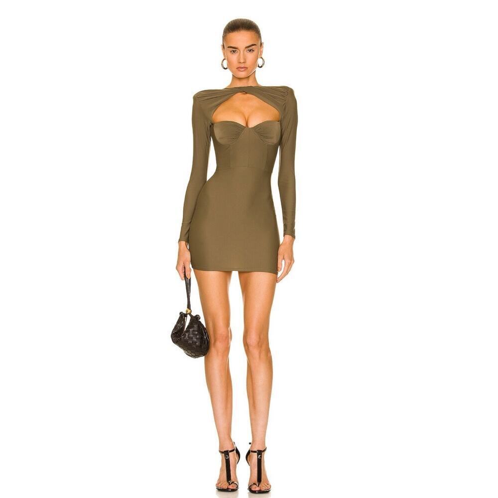 Alex Perry Barrett Twist Nylon Sweetheart Long Sleeve Mini Dress Size 6